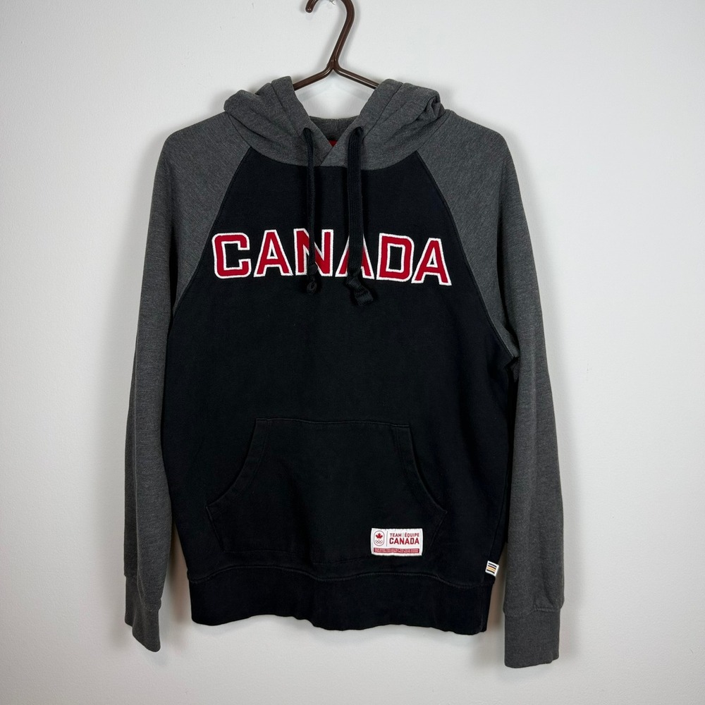 Hudson's Bay Team Canada Olympic Hoodie Mens S Black Grey Sweatshirt Canada Day